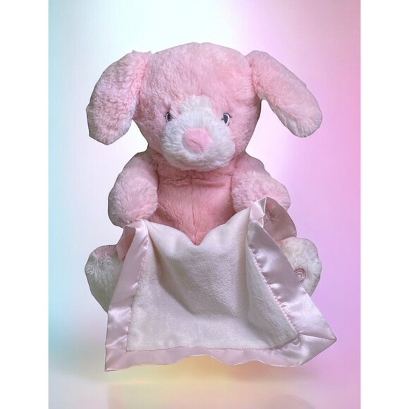 Baby GUND Peek-a-Boo Furry Friends Puppy Talking Animated Plush Pink Toy 14” L - Picture 1 of 10